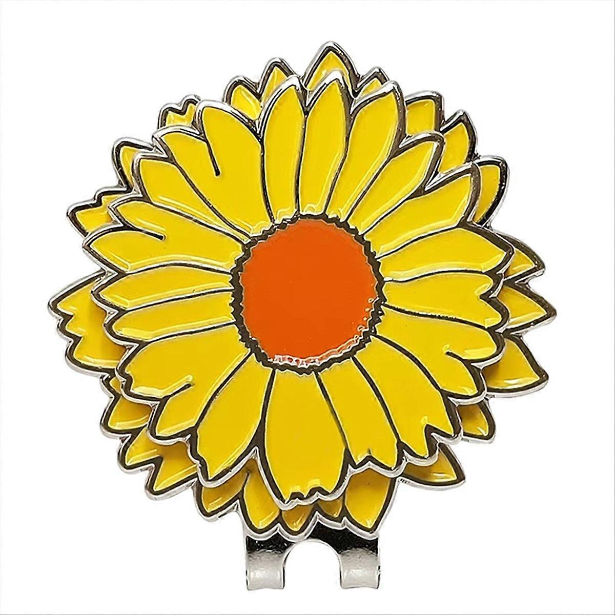 Removable Yellow Flower Pattern Golf Cap Clip Yellow