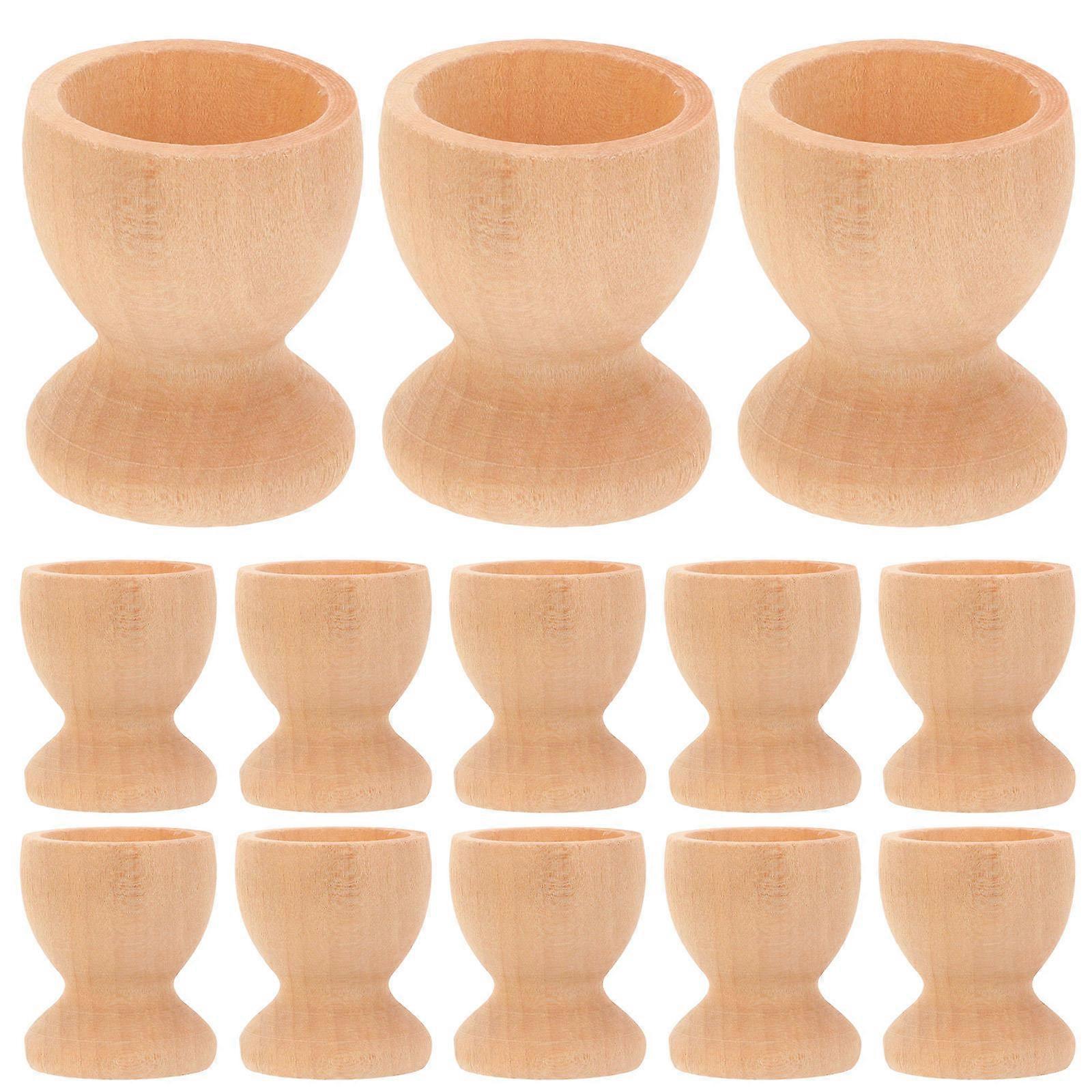 24Pcs Wooden Easter Egg Holders DIY Eggs Trays Cup Shaped Eggs Holding Cups