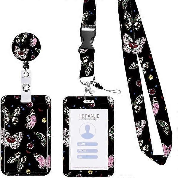 ID Card Holder with Pattern Prints, Sliding Opening, Lanyard, Multiple Carry Options, Transparent Protector
