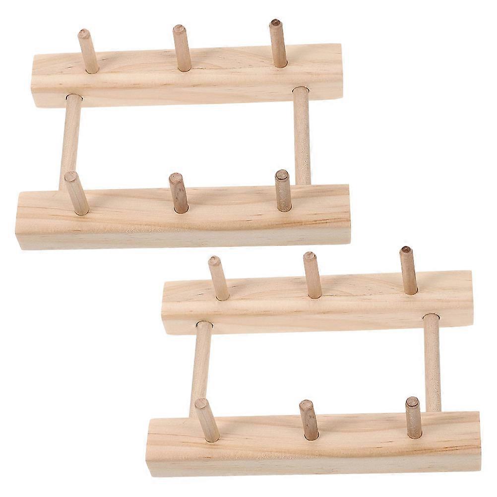 Thread Spool Stand 2Pcs Wooden Spool Holders Practical Organization For Sewing Lovers Solid Construction In Khaki Color