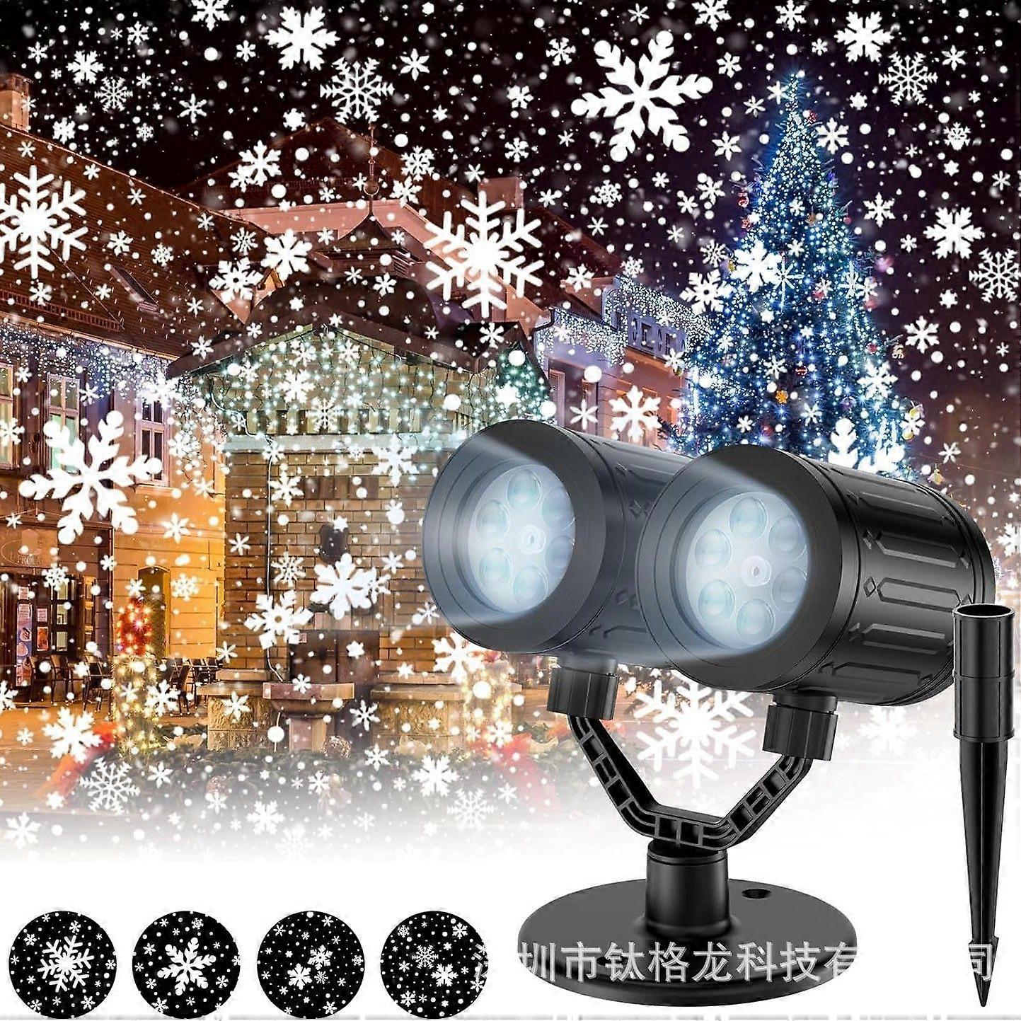 Snowflake Christmas Projector Lights Outdoor 2025 Upgraded Triple Head Snowflake Projector with Dynamic LED Snowfall for Holiday for Christmas Decorat
