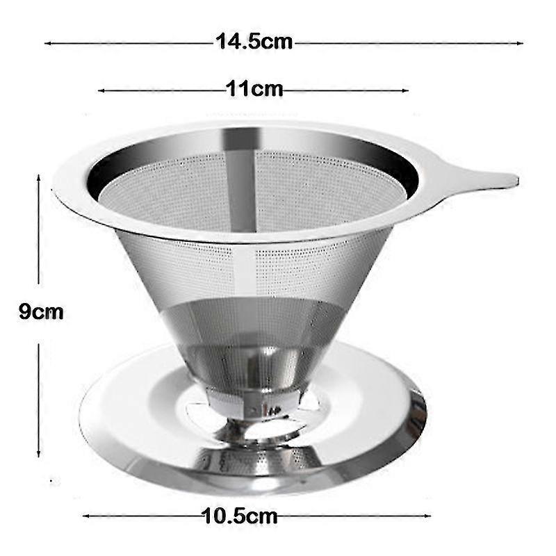 Stainless Steel Pour Over Filter, Reusable Double Layer Coffee Dripper Holder