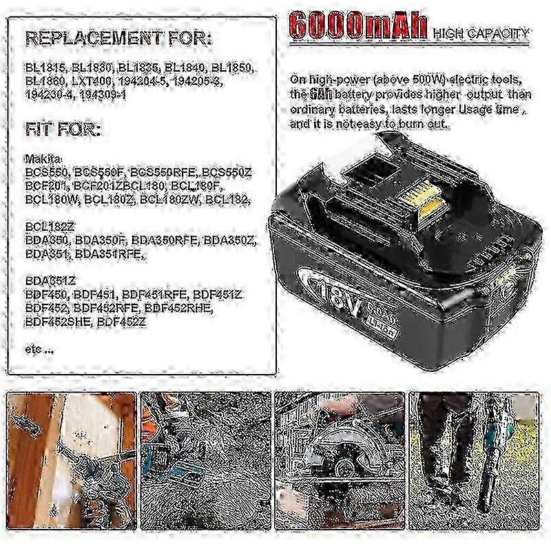 2 Pack For Makita 18v Battery 8.0 Ah Lxt Li-ion Bl1850b Bl1830b Bl1860b Cordless