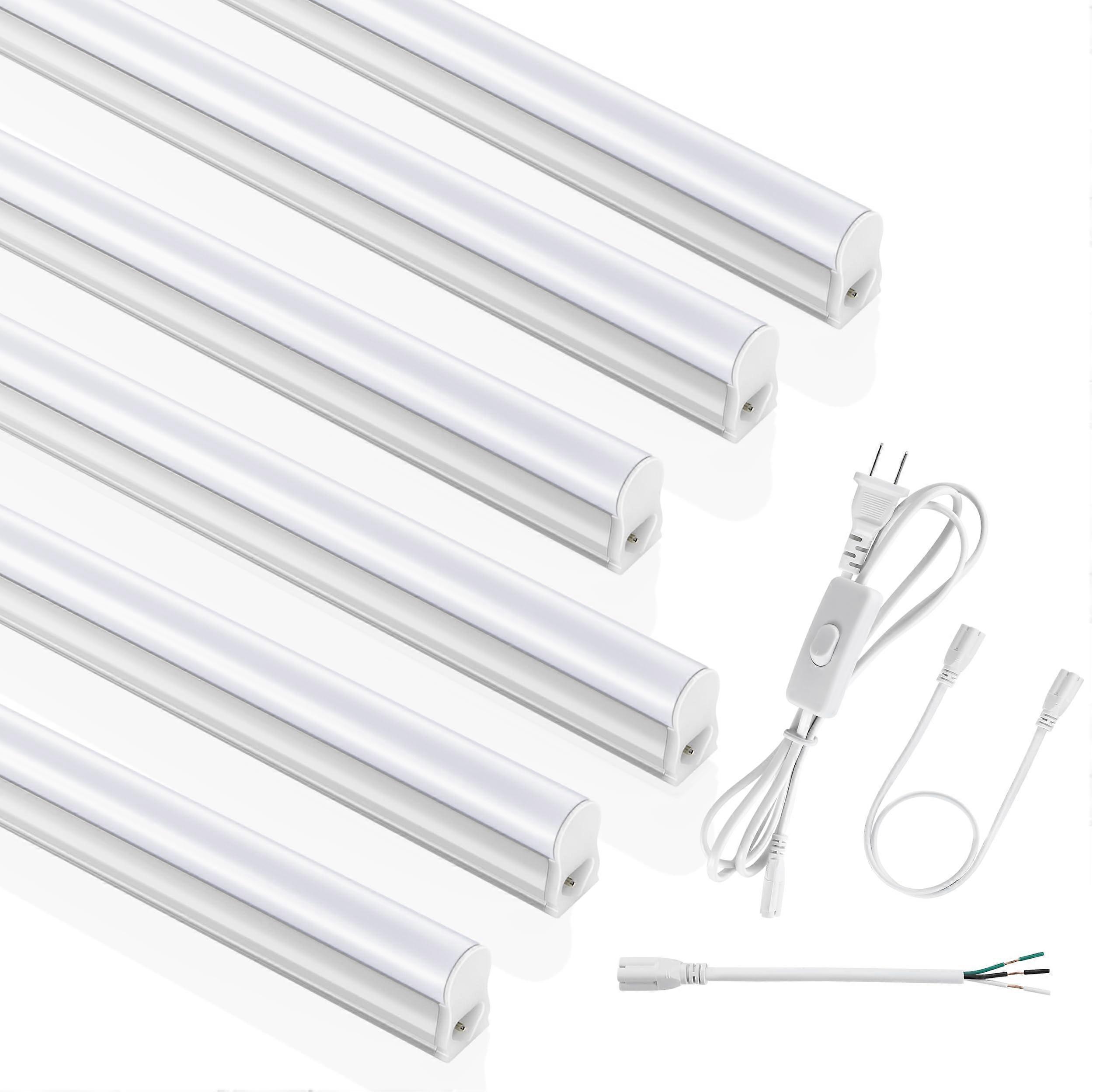 6 Pack 4FT T5 LED  Light 6500K Super Bright 2300LM 20W Linkable Garage Ceiling Fixture