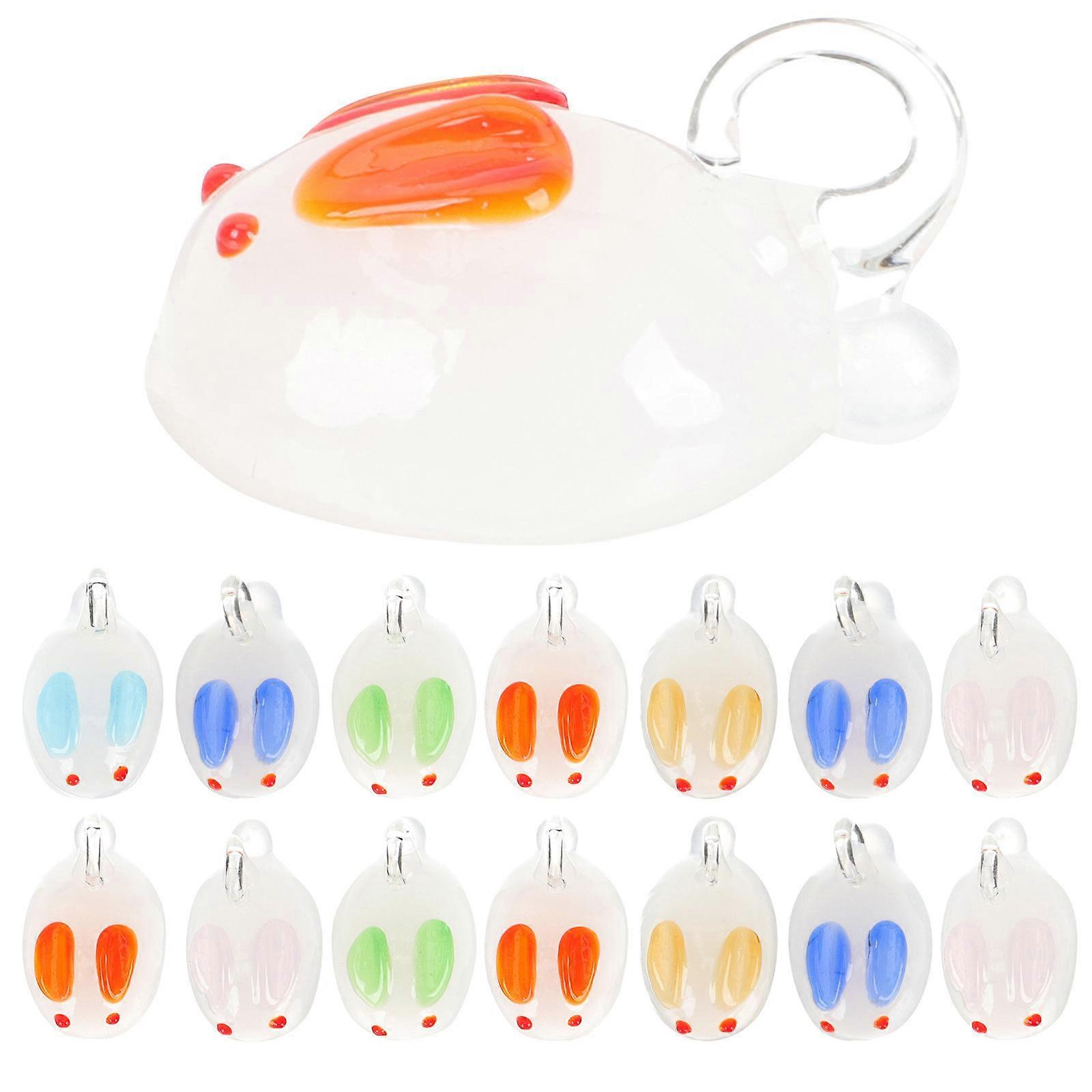 Glass Rabbit Decors Small Rabbit Statues for DIY Use 15Pcs