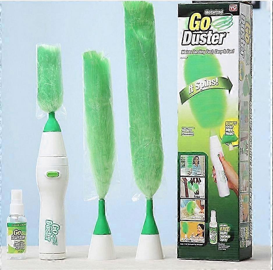 Electric Go Duster Dust Multi Function Motorized Spins Cleaning Tool Feather New