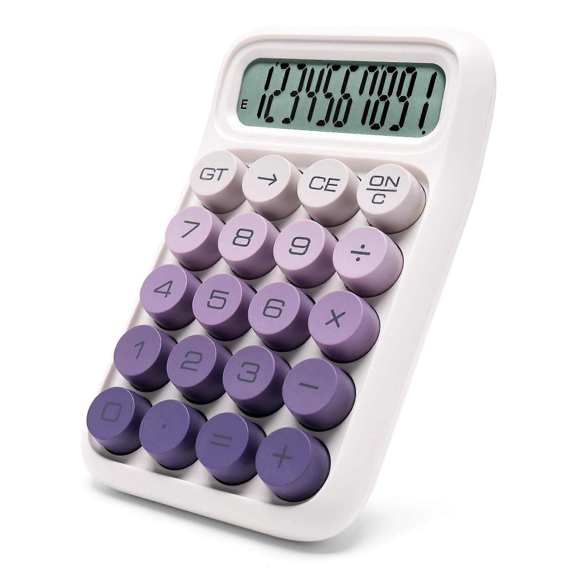 Purple Mechanical Calculator 10Digit Large LCD Display Big Buttons Mechanical Keyboard Feel