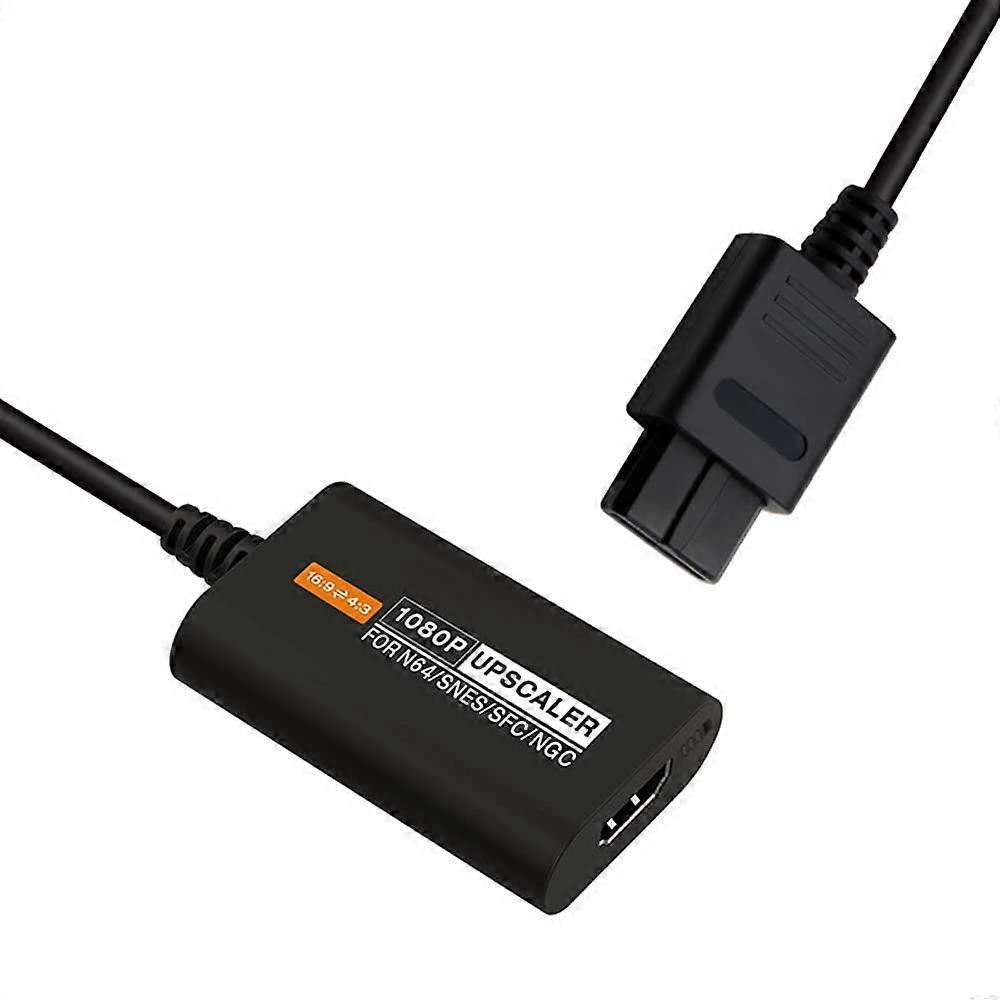 1080P Upscaler HDMI Converter For N64 SNES SFC NGC, HDMI Cable Adapter, 16:9/4:3 Aspect Ratio Switch, GameCube Black