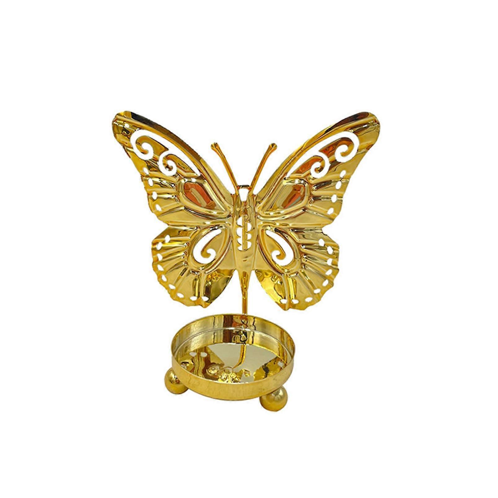 Gold Butterfly Tealight Candle Holder Set with Victorian Iron Design for Warm Ambient Glow