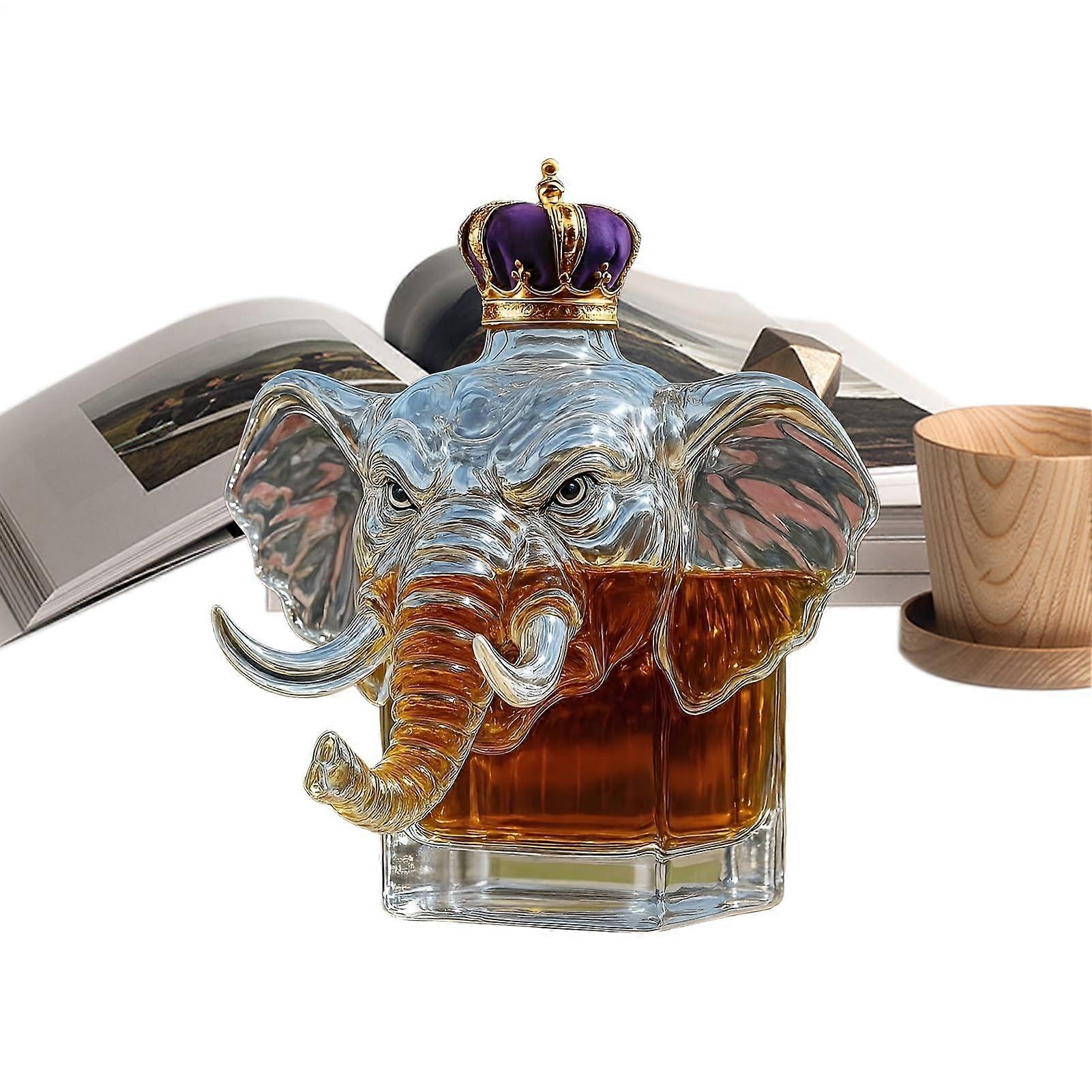 Elephant Whiskey Decanter with Elegant Glass Design for Wine and Spirits, Unique Gift and Centerpiece