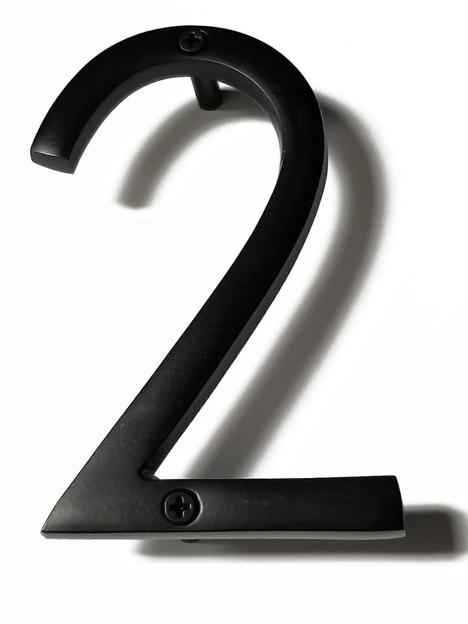 Floating House Numbers 5 Inch Black Aluminum Modern Shadow Effect Rustproof Hardware Number 2