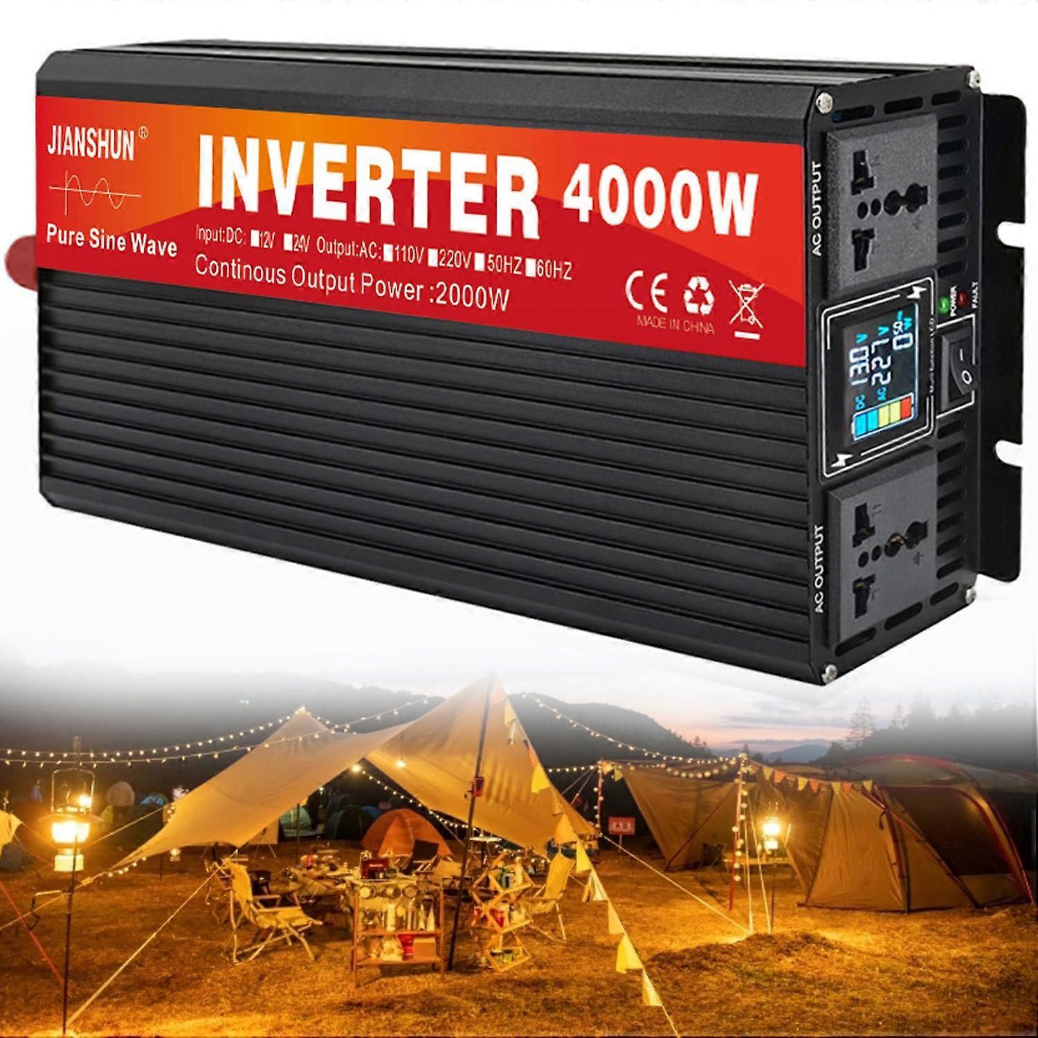 3000W6000W Pure Sine Wave Solar Power Inverter 12V to 220V with LCD Display and Safety Protection