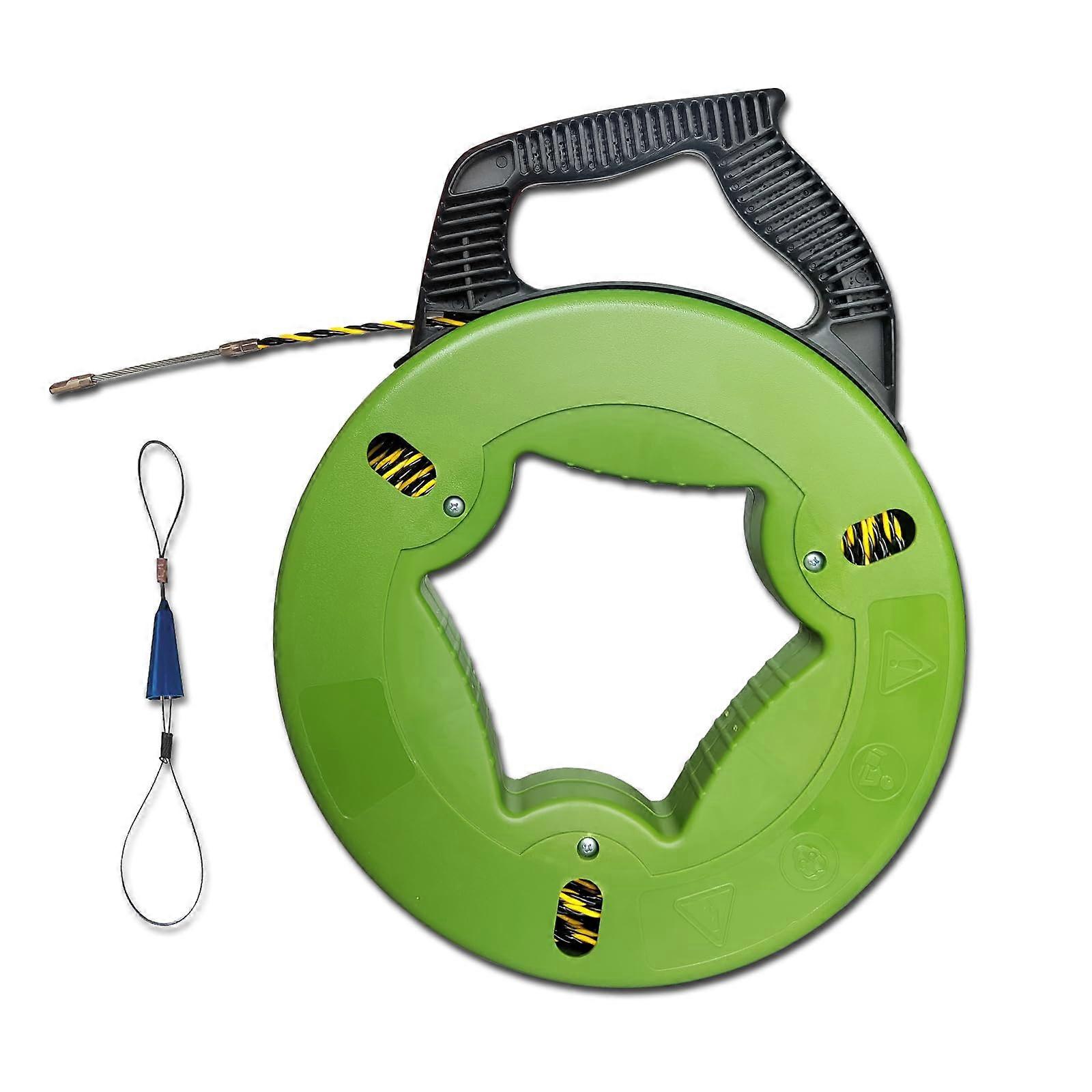 Electrical Fish Tape 50m 4.5mm Wire Puller with Ergonomic Handle and Glow Leader Tip