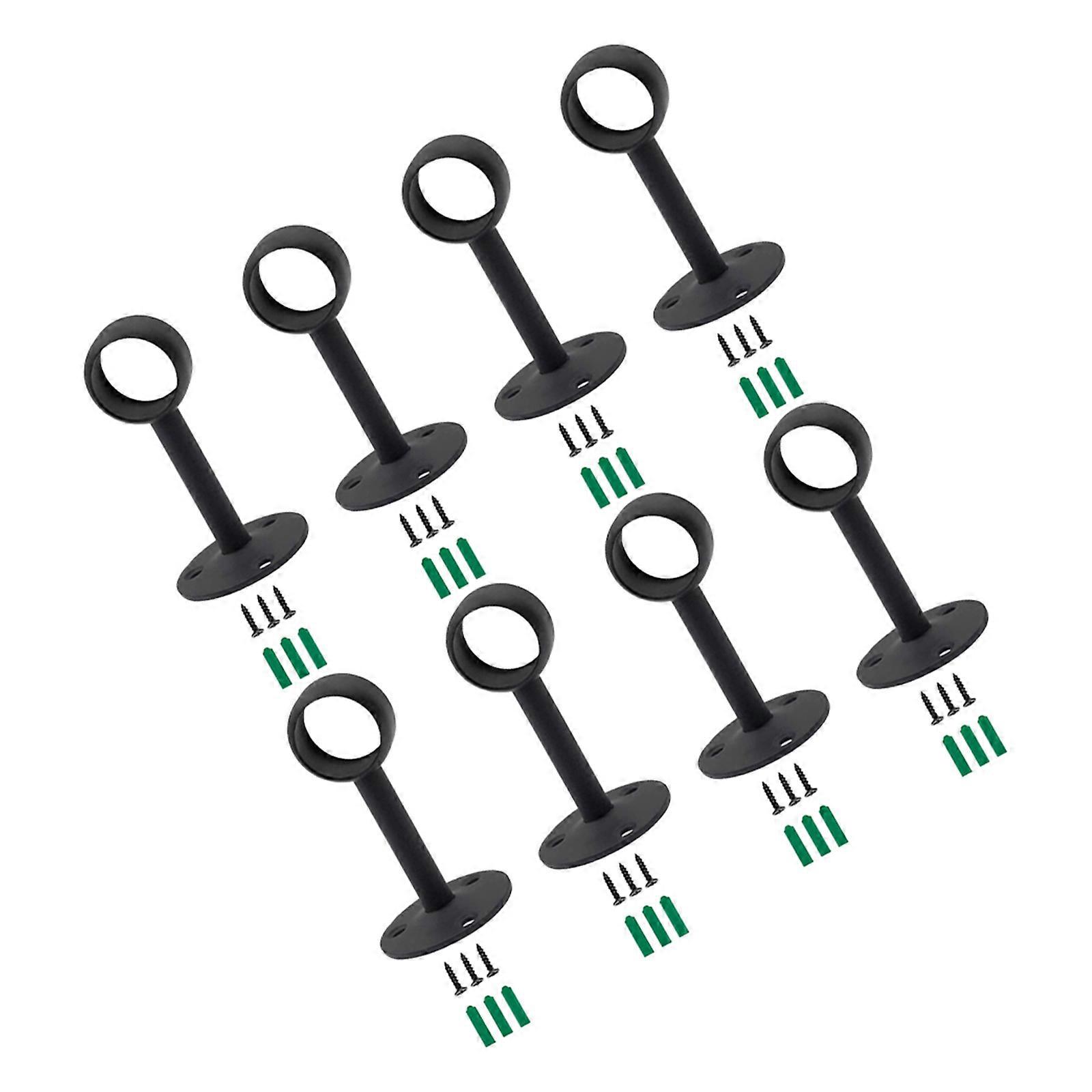 Black Ceiling Curtain Rod Holder for Curtain Use 8Pcs Set