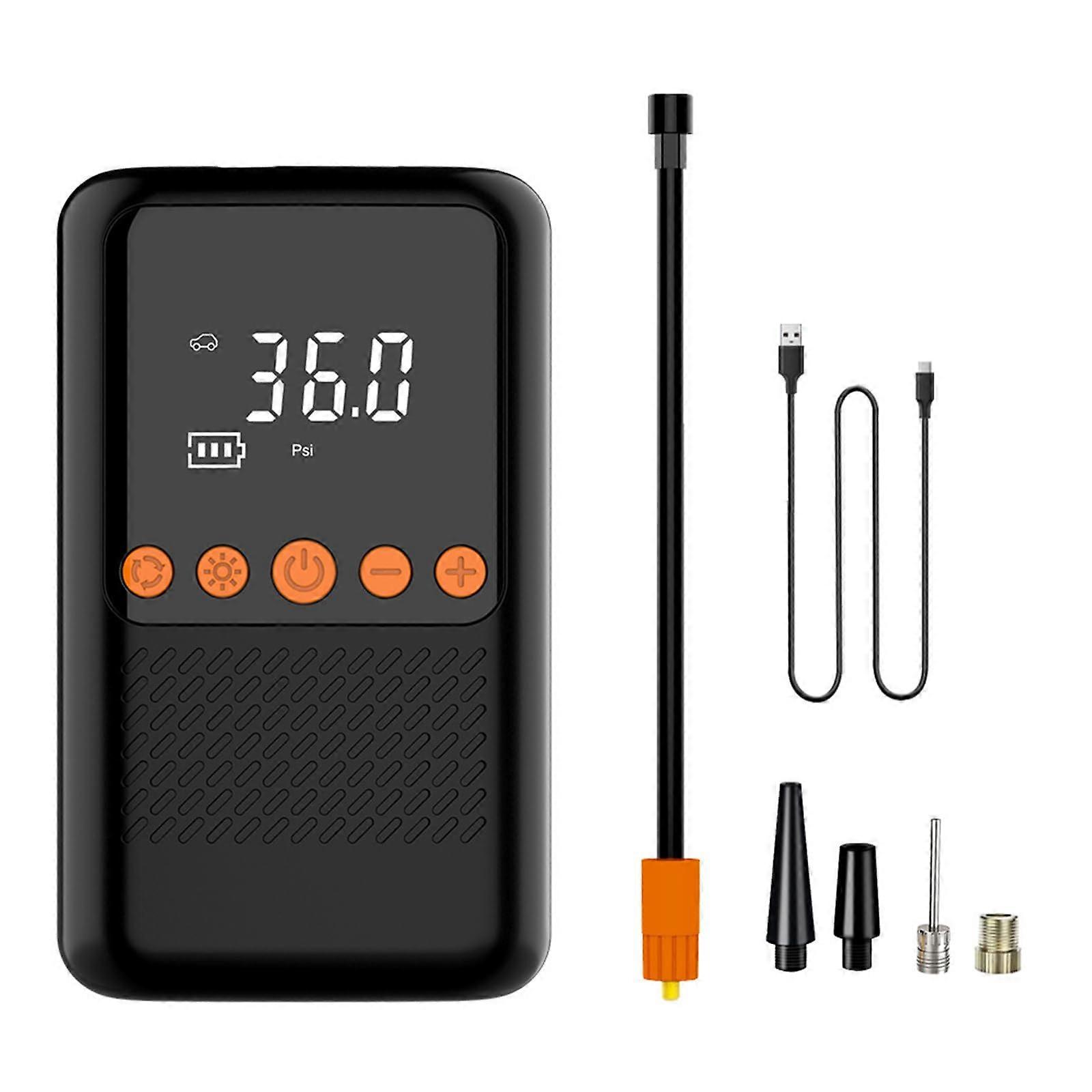 Portable Tire Inflator for Car and Bike, Cordless Rechargeable Air Compressor with Pressure Gauge