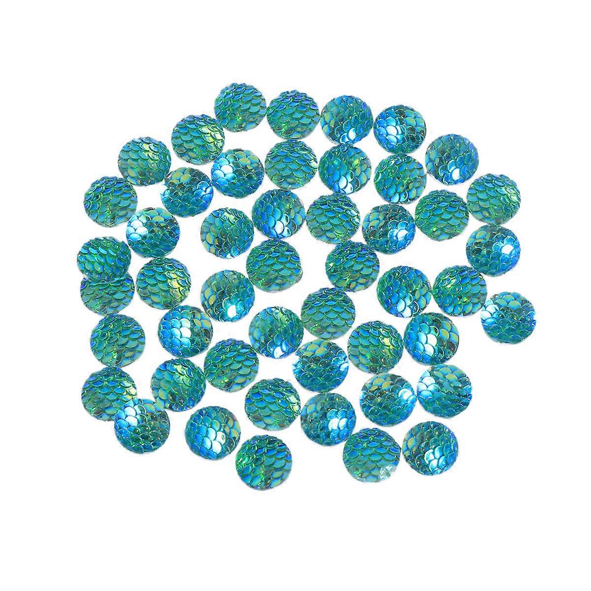 Green Fish Scale 50Pcs Polymer Clay Rhinestone Beads for Decoration