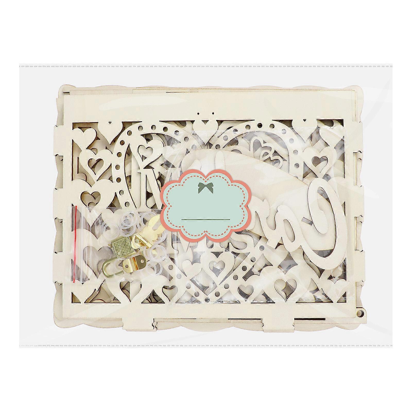 Bamboo Wedding Card Organizer Box Hollow Pattern for Wedding Party Gathering Rectangular Shape 1Set