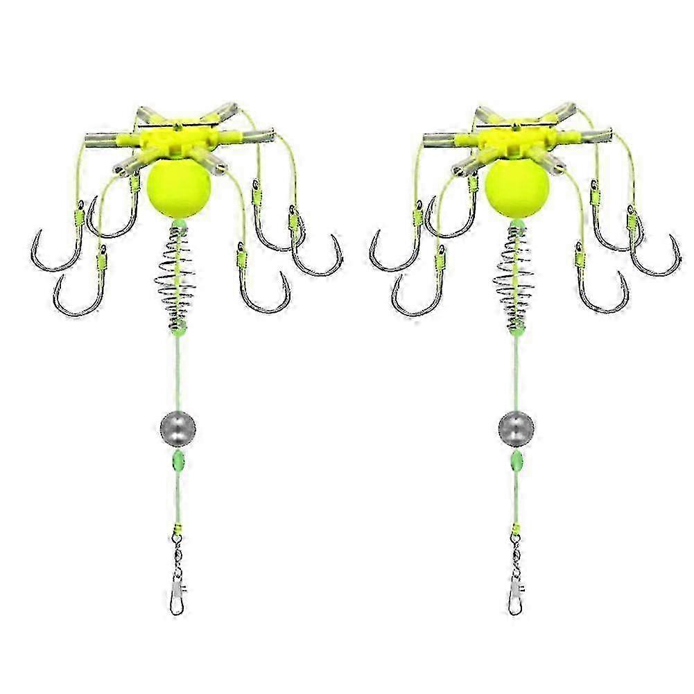 2025 Six Hook Carbon Steel Line Group Feeder Sinker Float Sharp Fishing Spring Bait