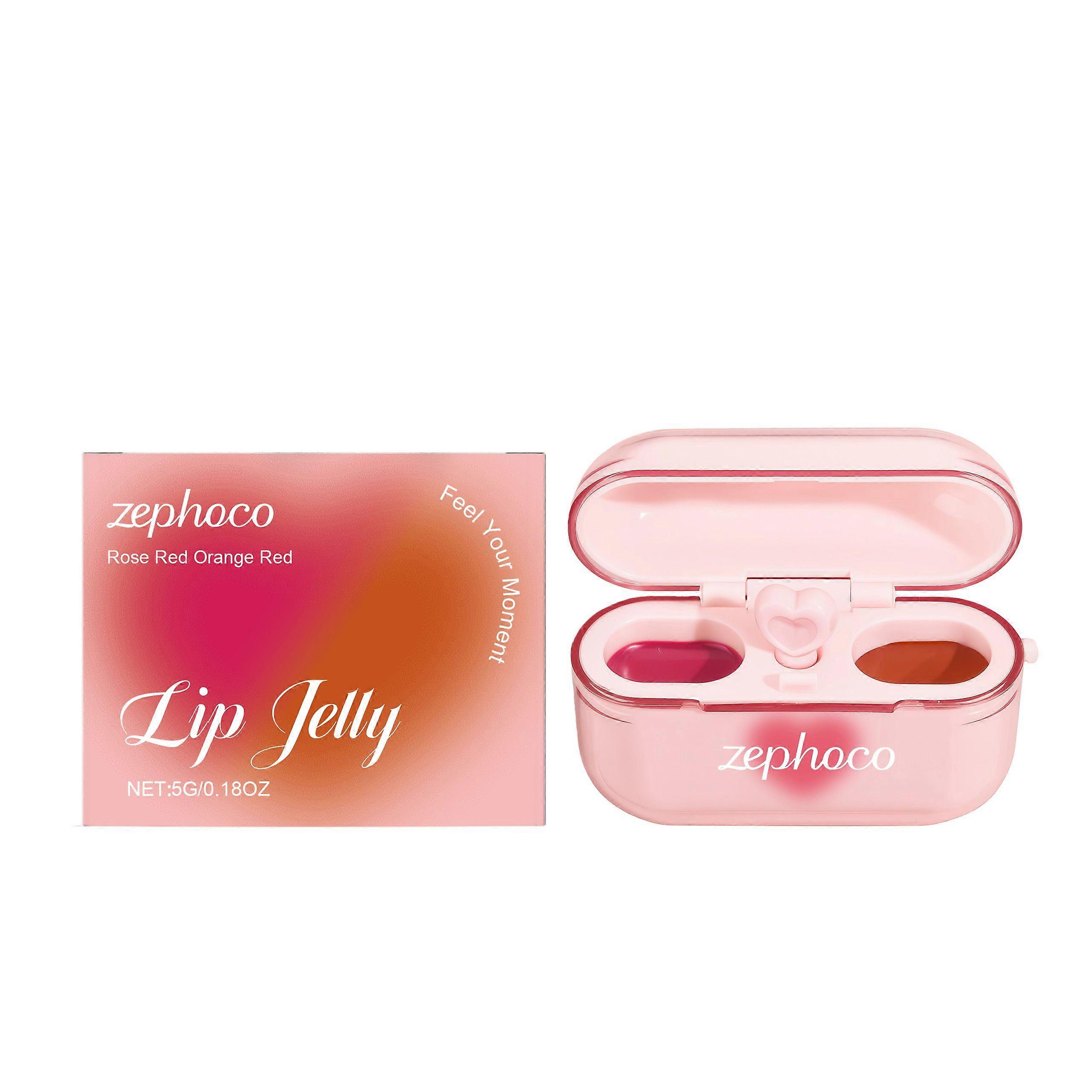 Zephoco Two-Tone Jelly Lip Gloss, Naturally Pigmented, Non-Transfer, Smooth Texture, Creates Plump, Delicate Lips.
