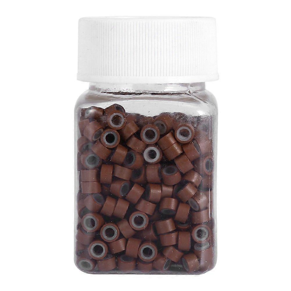 500pcs Light Brown Silicone Lined Micro Ring Hair Extension Beads with Secure SlipResistant Hold