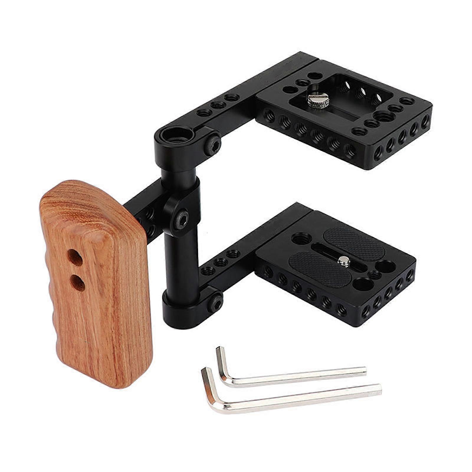 Quick Release Camera Cage Wood Handle and 1/4in Threads for Quick Setups Enhances Stability and Accessory Compatibility Multicolor