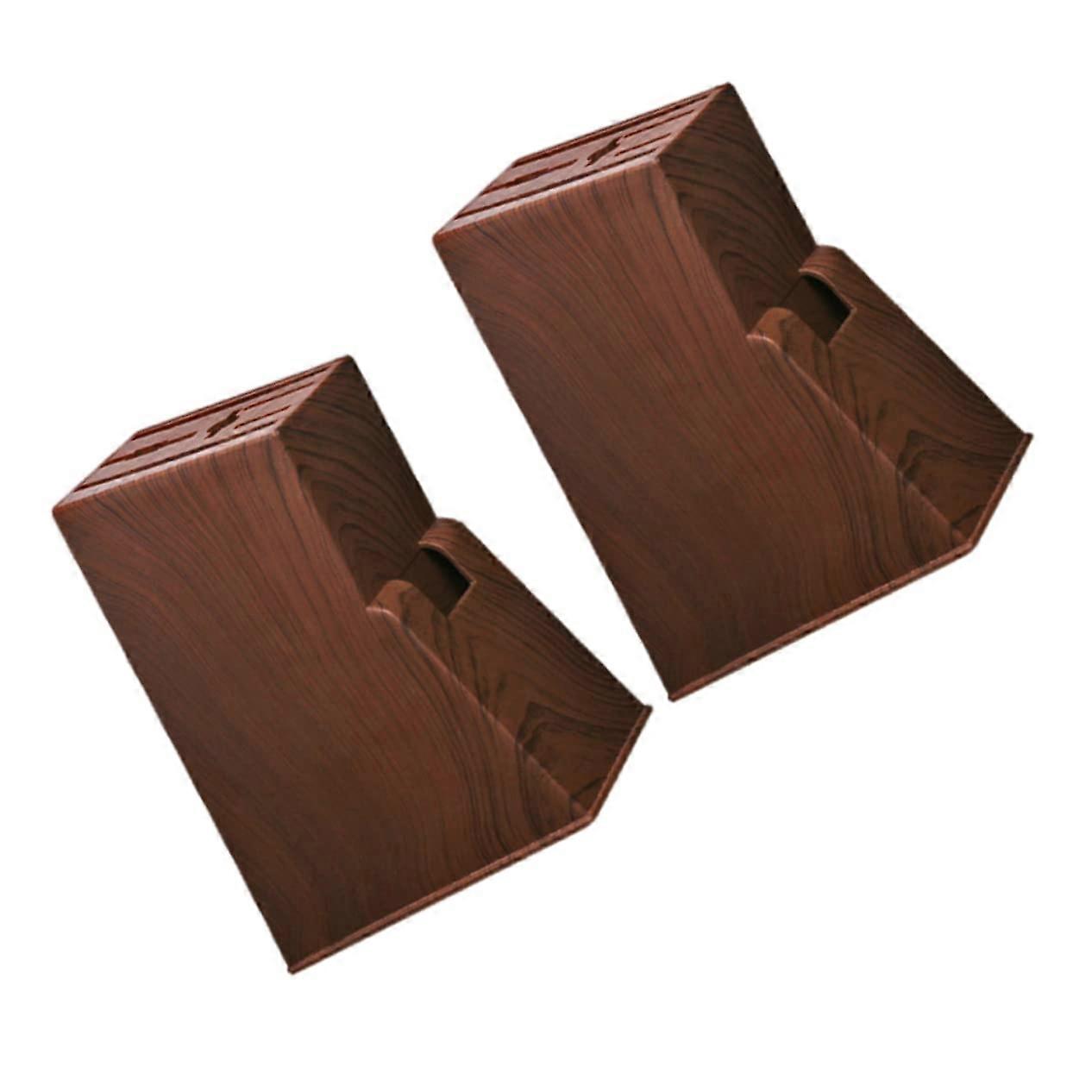 2pcs Plastic Kitchen Knife Block Holder Rust Resistant Space Saving Countertop Organizer
