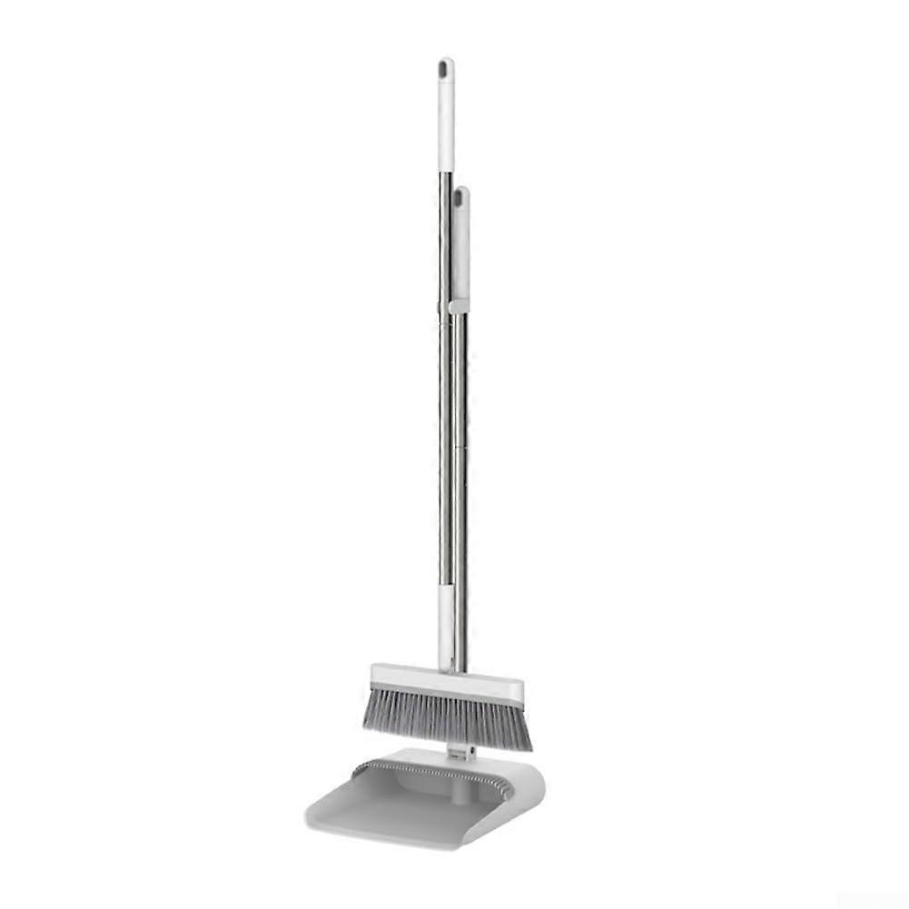 Long Handle Broom and Dustpan Set with Swivel Head, Foldable Design and Comb Teeth Cleaner