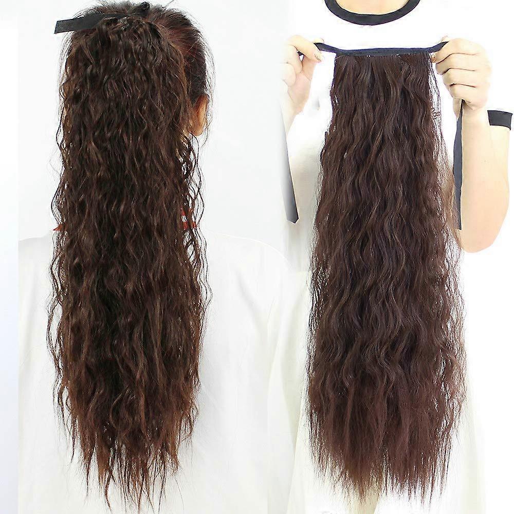Women's Long Wavy Braided Ponytail Wig with Corn Wave, Adjustable Cap and Instant Volume Boost