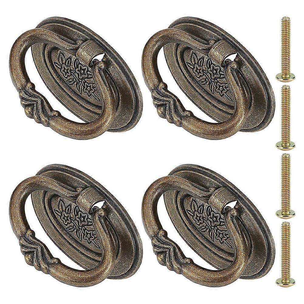 4 Pack Vintage Drawer Pulls Antique Bronze Oval Cabinet Knobs for Dresser Wardrobe Cupboard