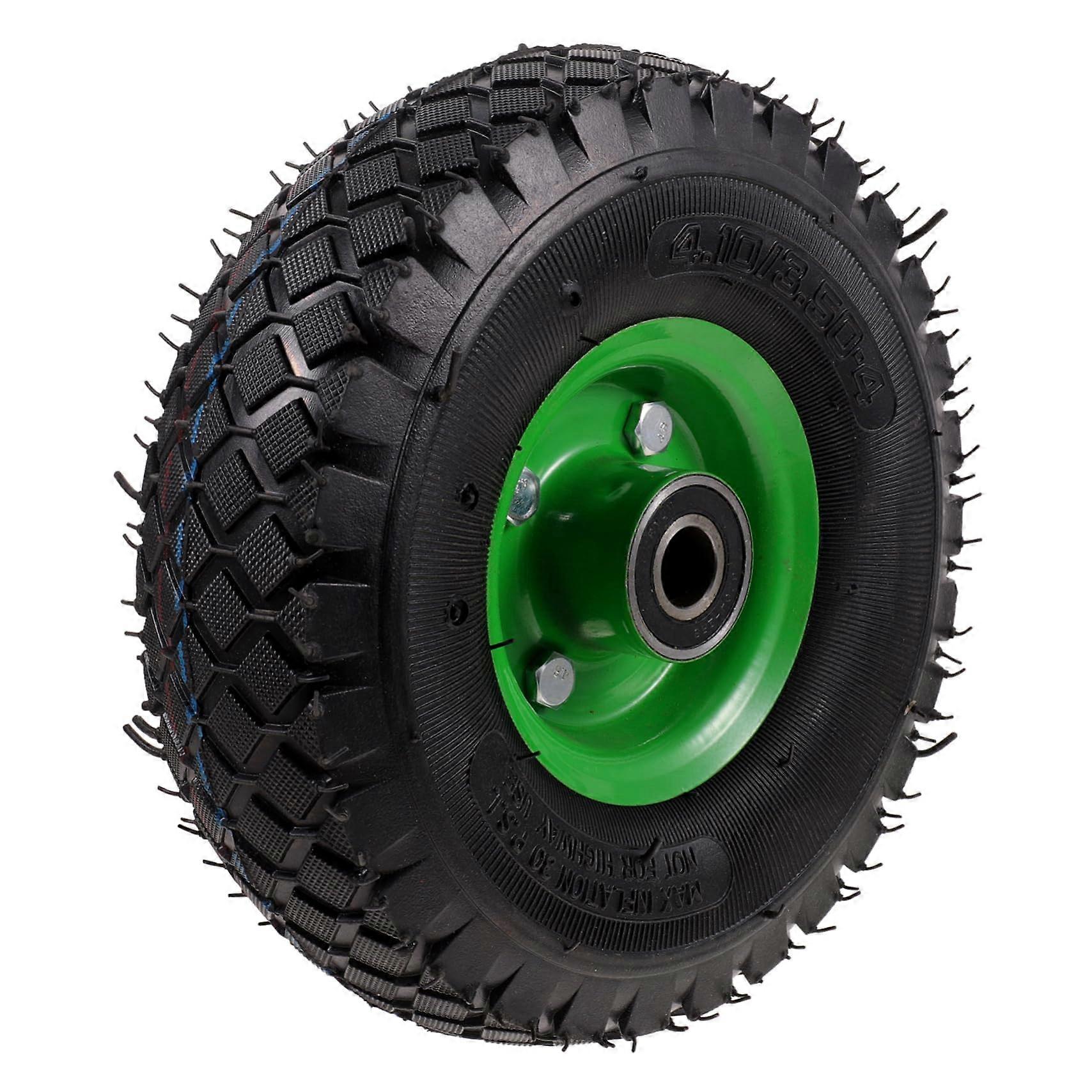 10 Inch Solid Garden Cart Wheel, Flat Replacement Wagon Tire with Durable Rubber and Noise Reduction