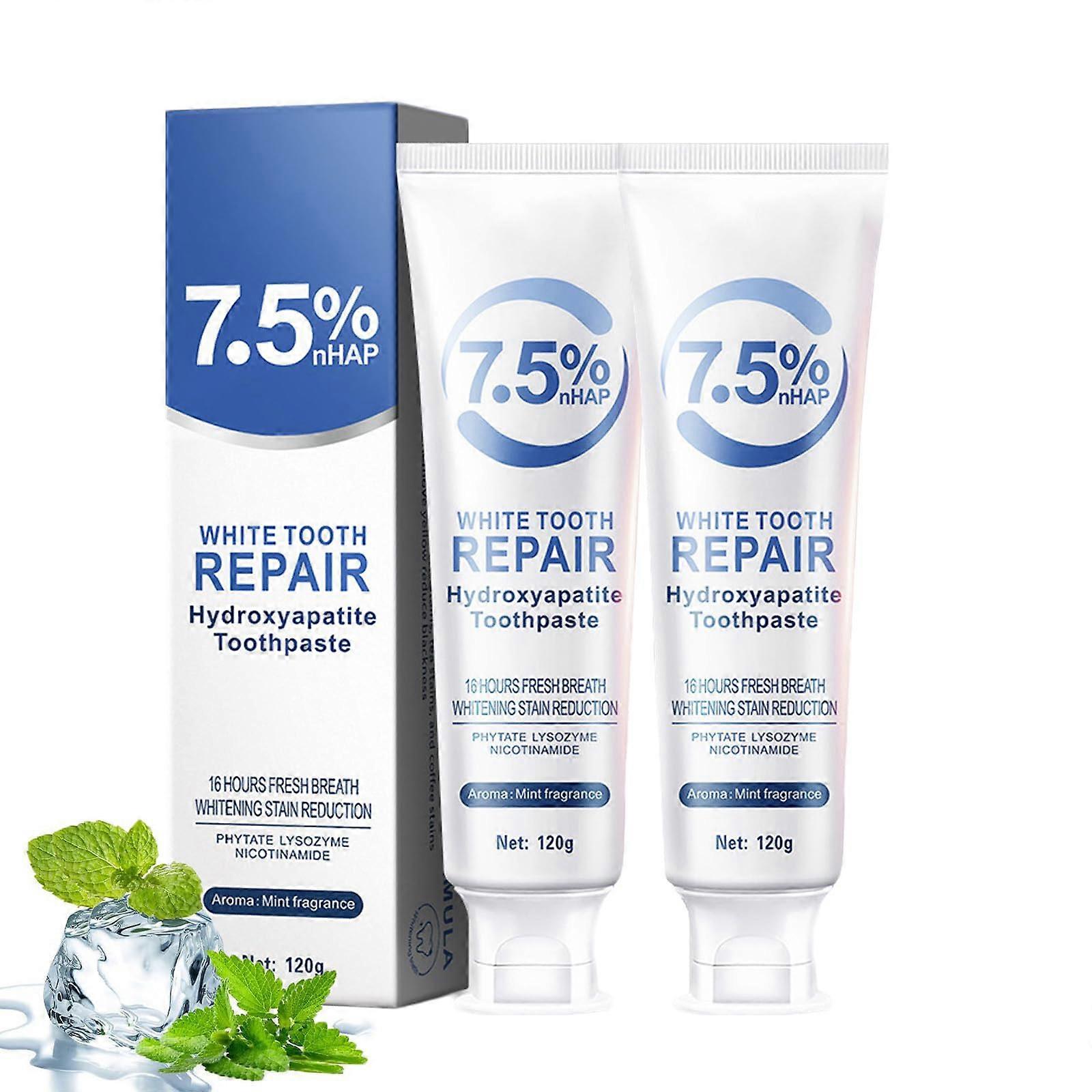 Hydroxyapatite Toothpaste 2 Pack 120g Each for Sensitive Teeth Enamel Protection and Fresh Breath