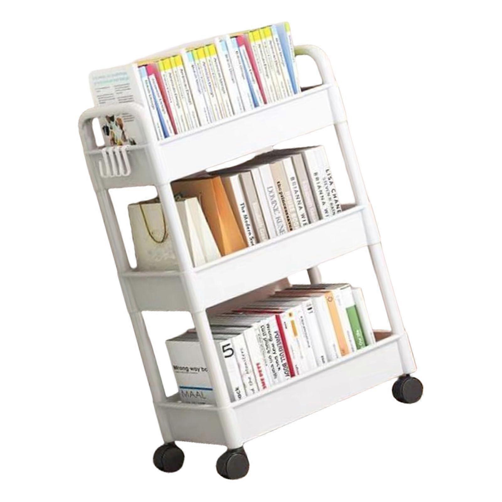 Rolling Utility Cart 3 Tier Kitchen Storage with Wheels, White SpaceSaving Shelving Unit