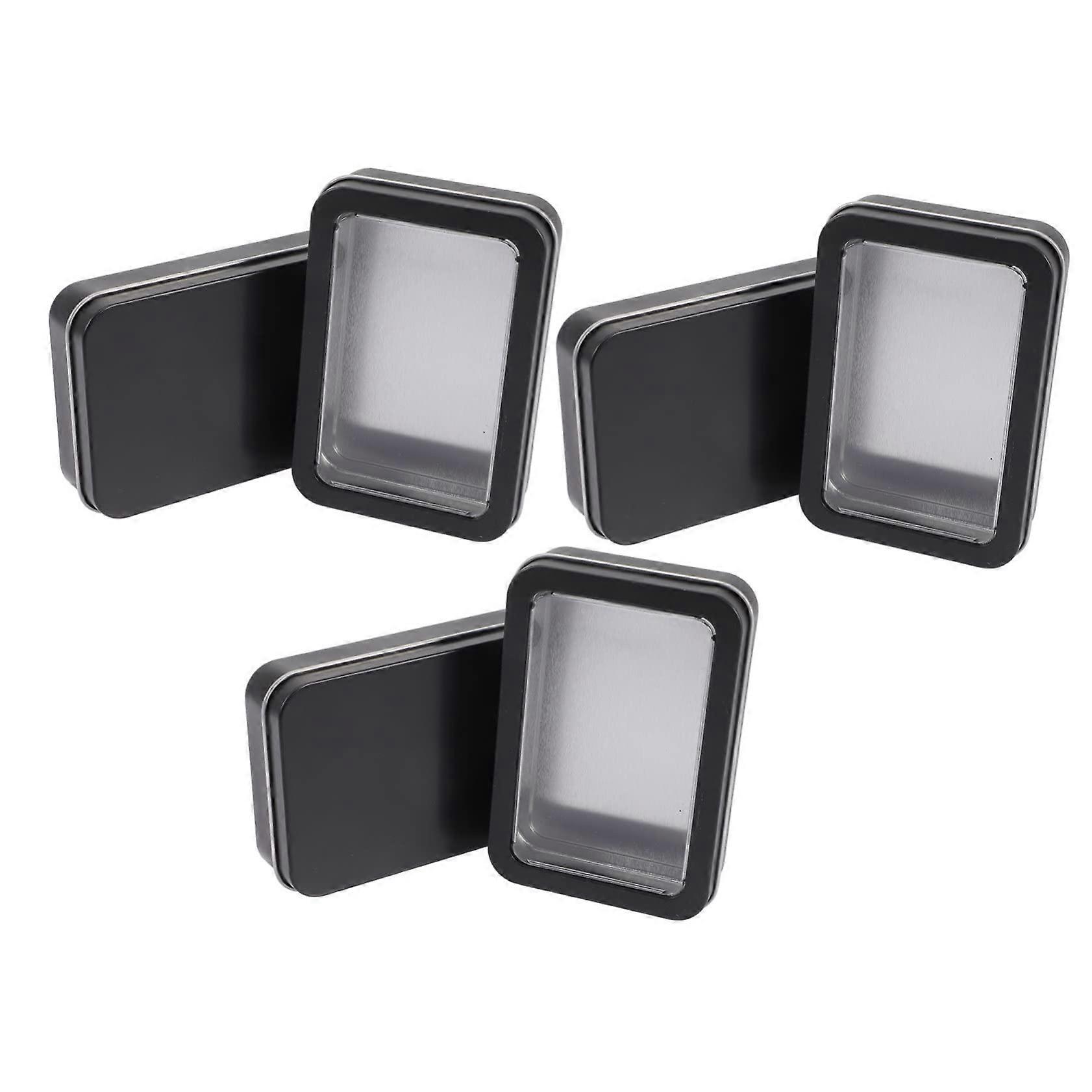 6Pcs Tinplate Playing Card Storage Box with Clear Window Lid, Rectangular Card Deck Organizer