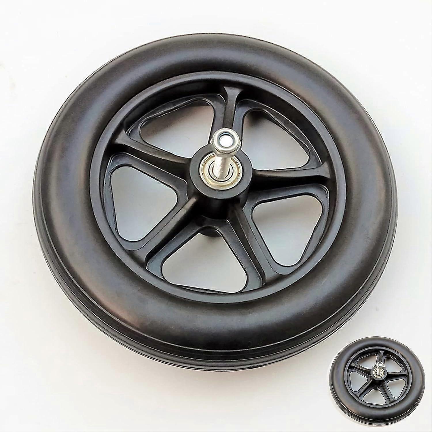 8 Inch Solid Rubber Wheelchair Caster Wheels, ShockAbsorbing AntiSkid Front Replacement Pair