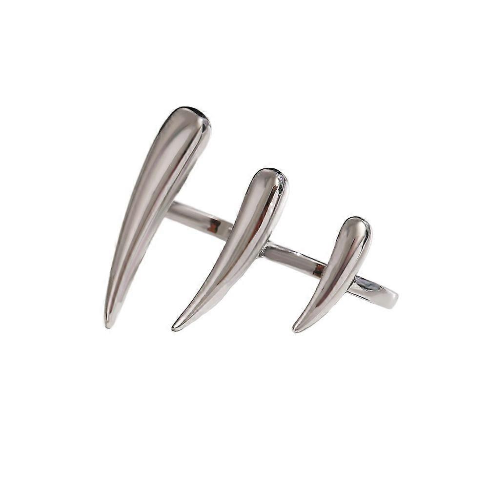 Long Strip Design Claw-shaped Connected Ring Glossy Finish Sharp Thorns Irregular Geometric Rings Paw Shape Exquisite