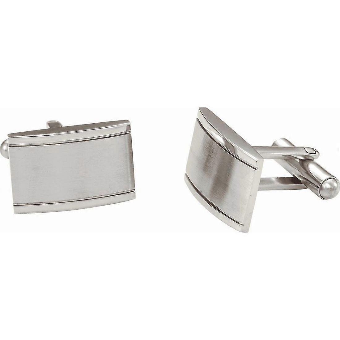 Stainless Steel Polished Ridged Rectangle Cuff Links Cuff Link for Men