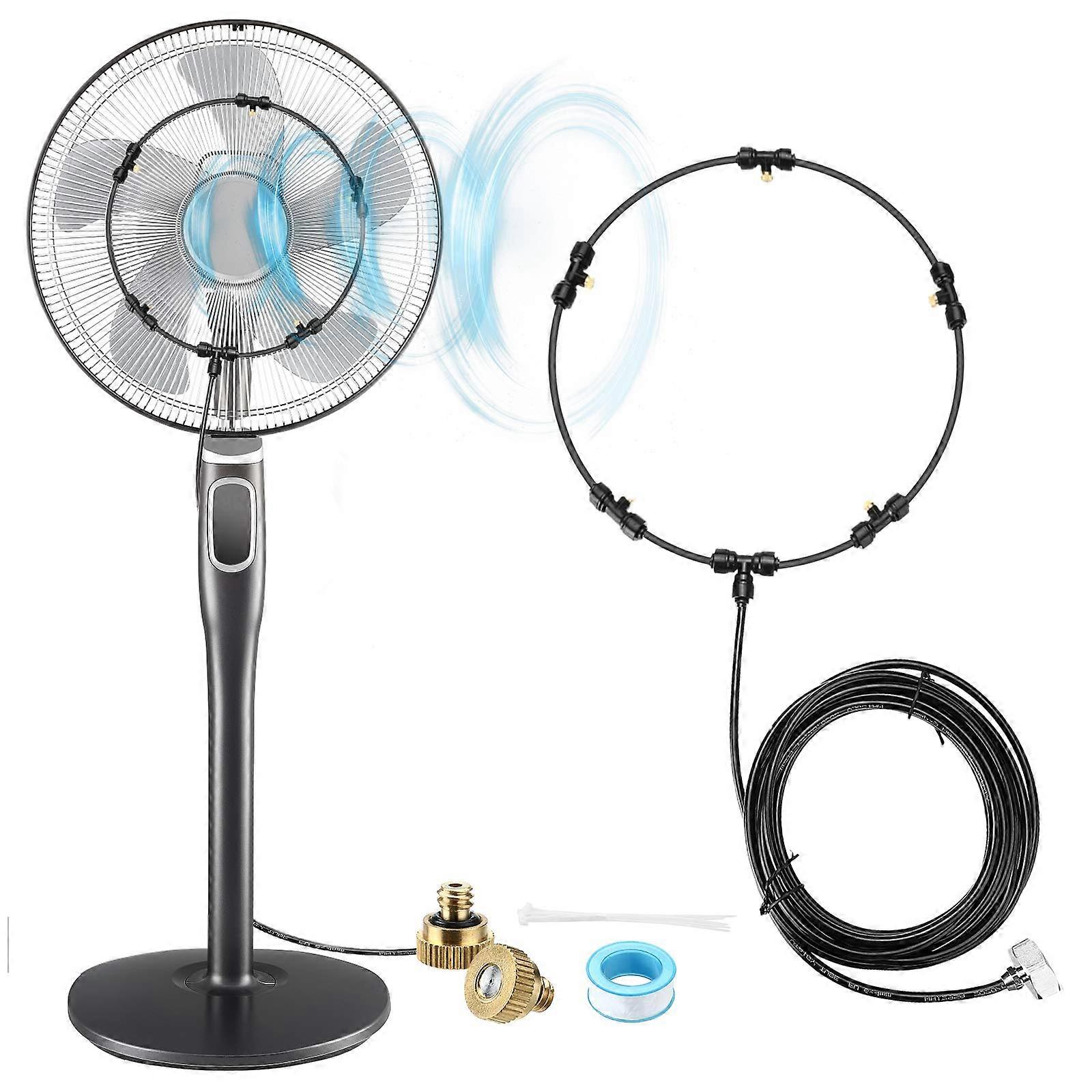 Misting Fan Kit with 19FT Flexible Coverage, Durable Brass Connection for Instant Patio Cooling