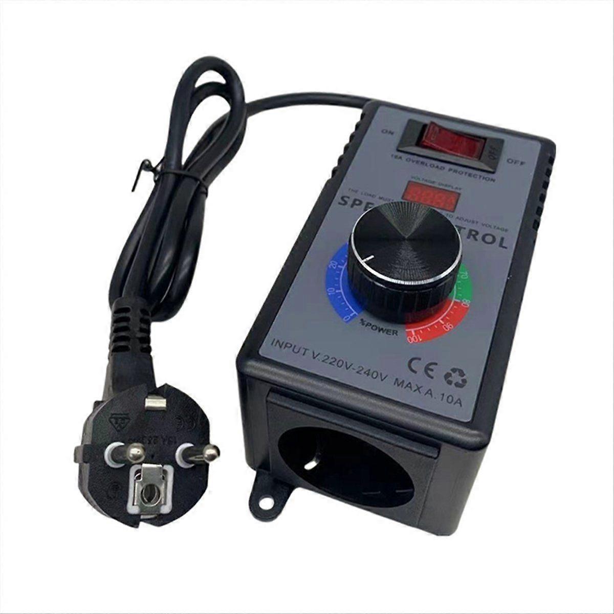 AC Motor Speed Controller 220V AC EU Input Variable Fan Speed Regulator with Overload Protection,EU Plug