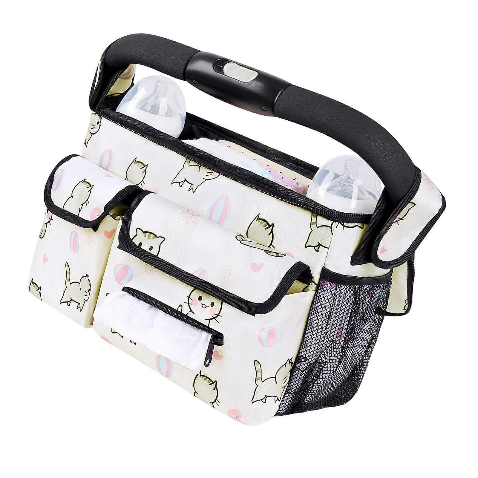 Universal Stroller Organizer with Cup Holder, Multiple Pockets, Adjustable Fits Most Strollers