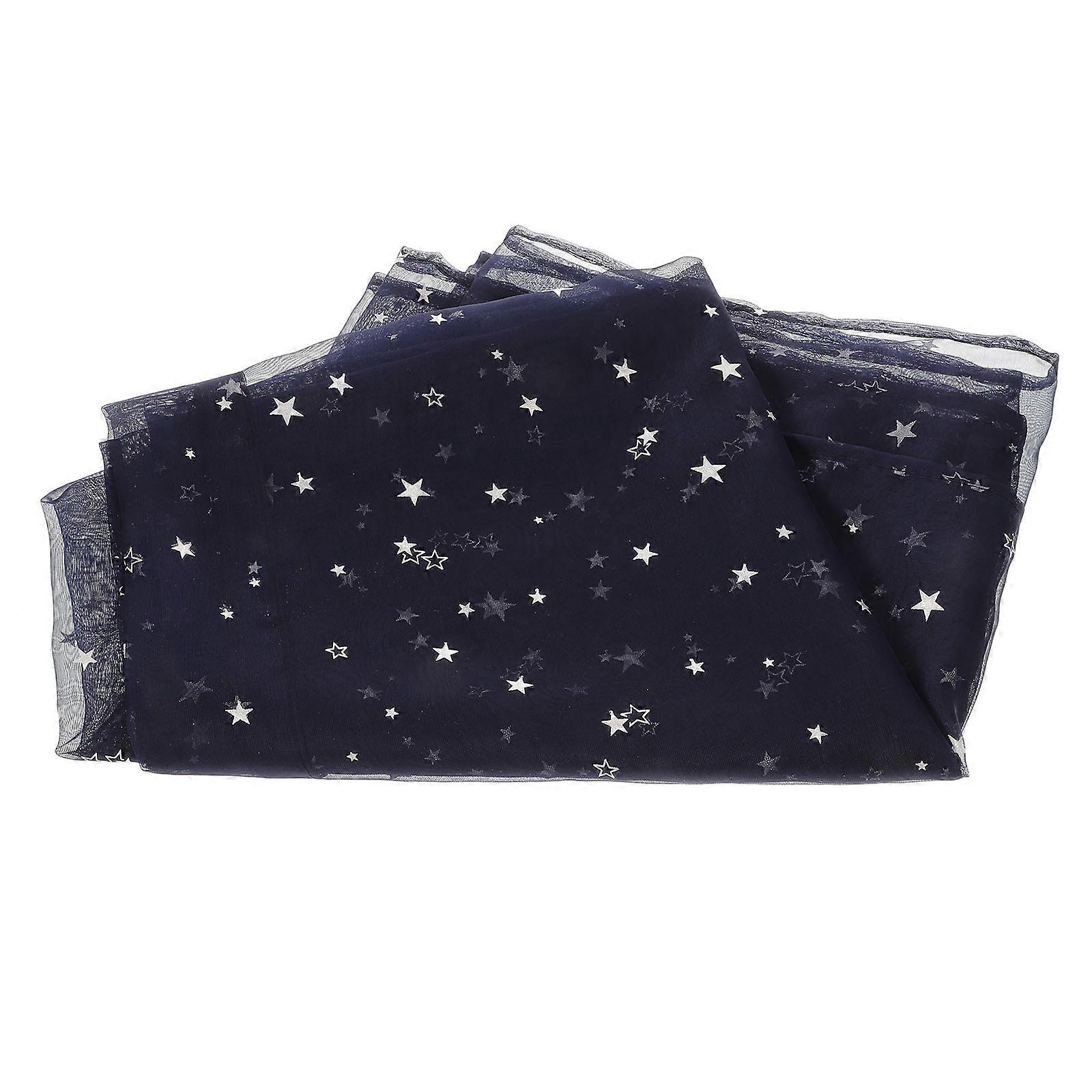 Star Pattern Sheer Voile Curtains Navy Color Rectangular Shape For Living By 270 Cm 1Pack