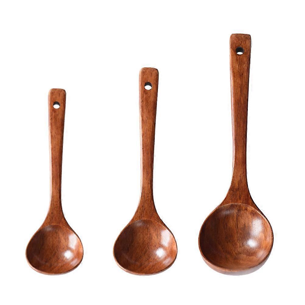 Wooden Flatware 6Pcs Soup Spoons for Serving Kitchen Tableware