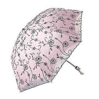 Damen-Reiseschirm, faltbar, UV-beständig, Prinzessinnen-Spitzenschirm, Sonnenschirm für Damen G,z