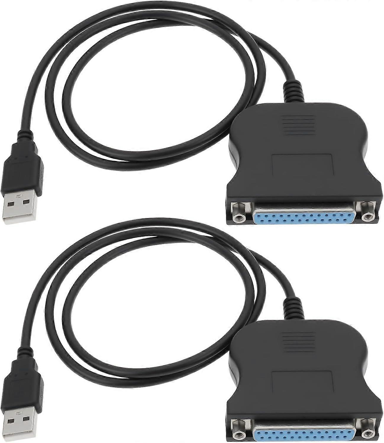 OTOTEC 2Pcs USB to 25PIN DB25 Parallel Printer Cable Adapter 80cm for Printer Computer Black