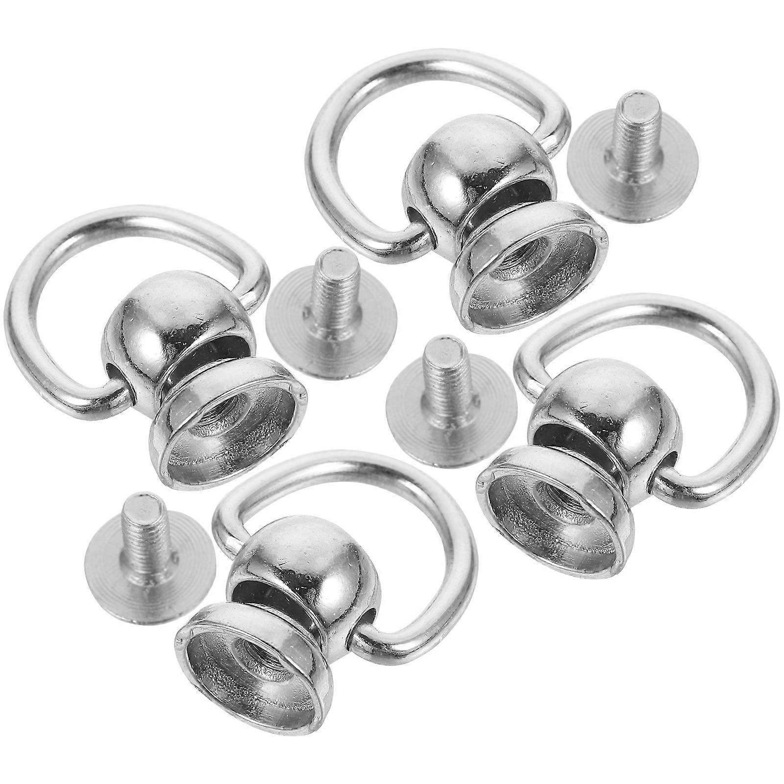 Rotatable Metal D Rings with Rivet Studs for Purse 4Pcs Pack