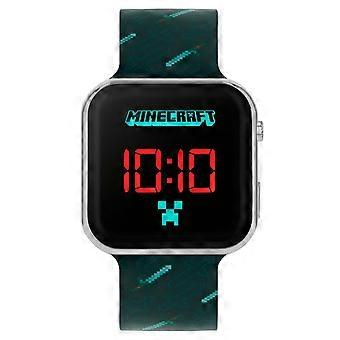 Gaming Minecraft Black Printed Strap Led Watch MIN4097ARG - Stainless Steel