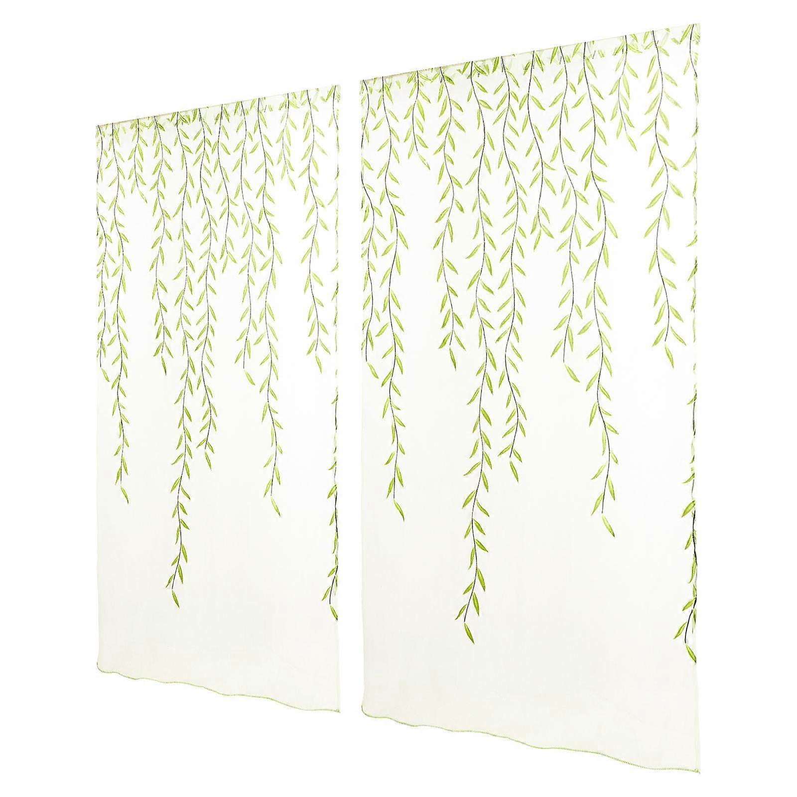 Window Screen Transparent Curtains for Window Shielding Green Voile