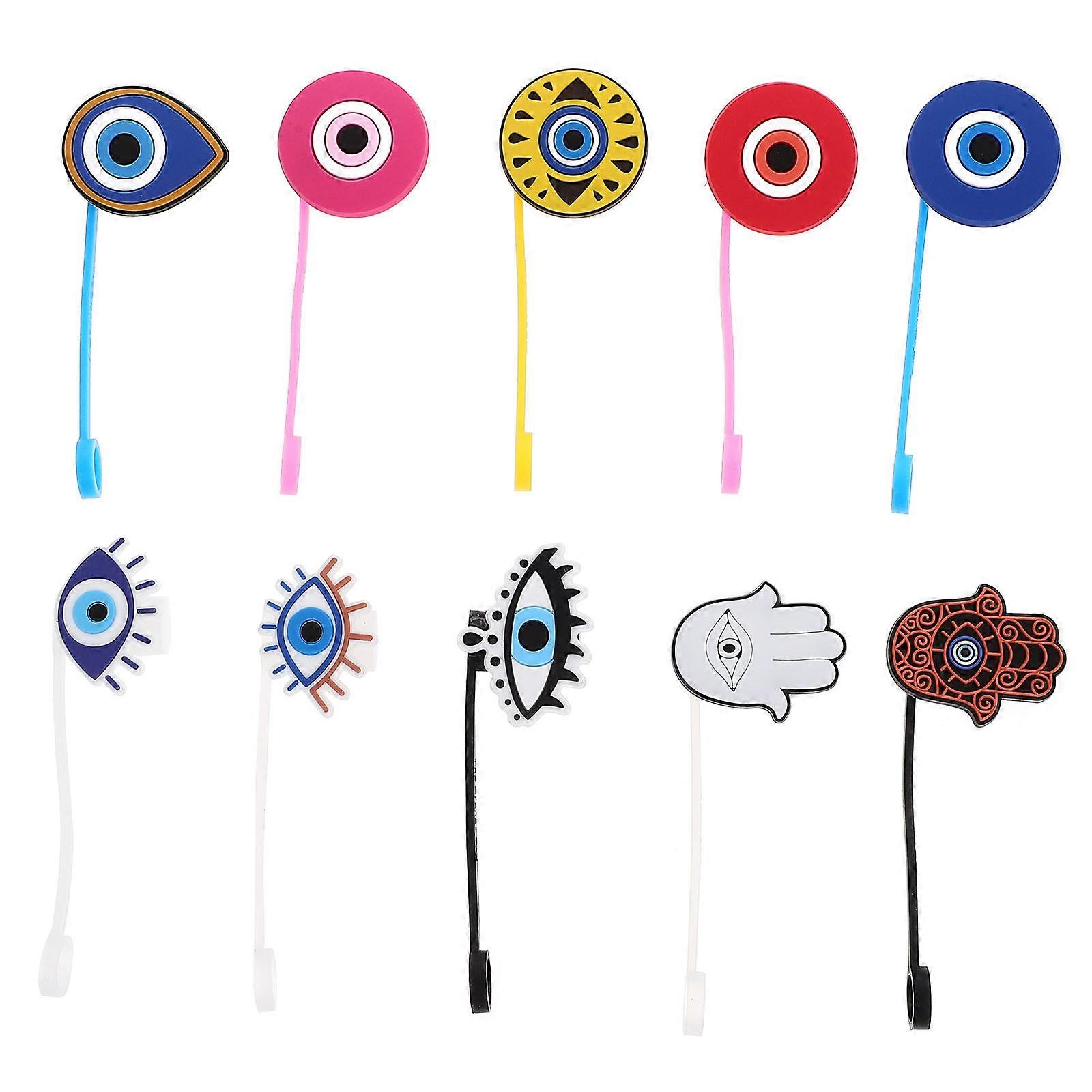 Assorted Color Caps for Daily Use Evil Eye Shape 10Pcs Covers