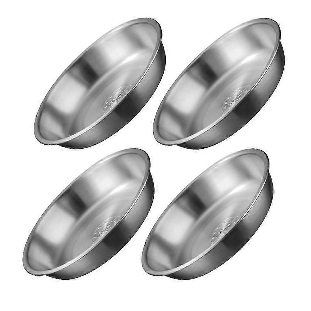 Stainless Steel Round Plates Set 4Pcs For Kitchen Dining Camping