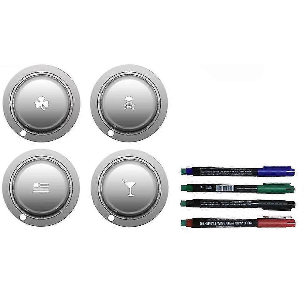 4pcs Golf Ball Marker Alignment Tool with Alphabet Pattern and Pen compatible with Putting Practice