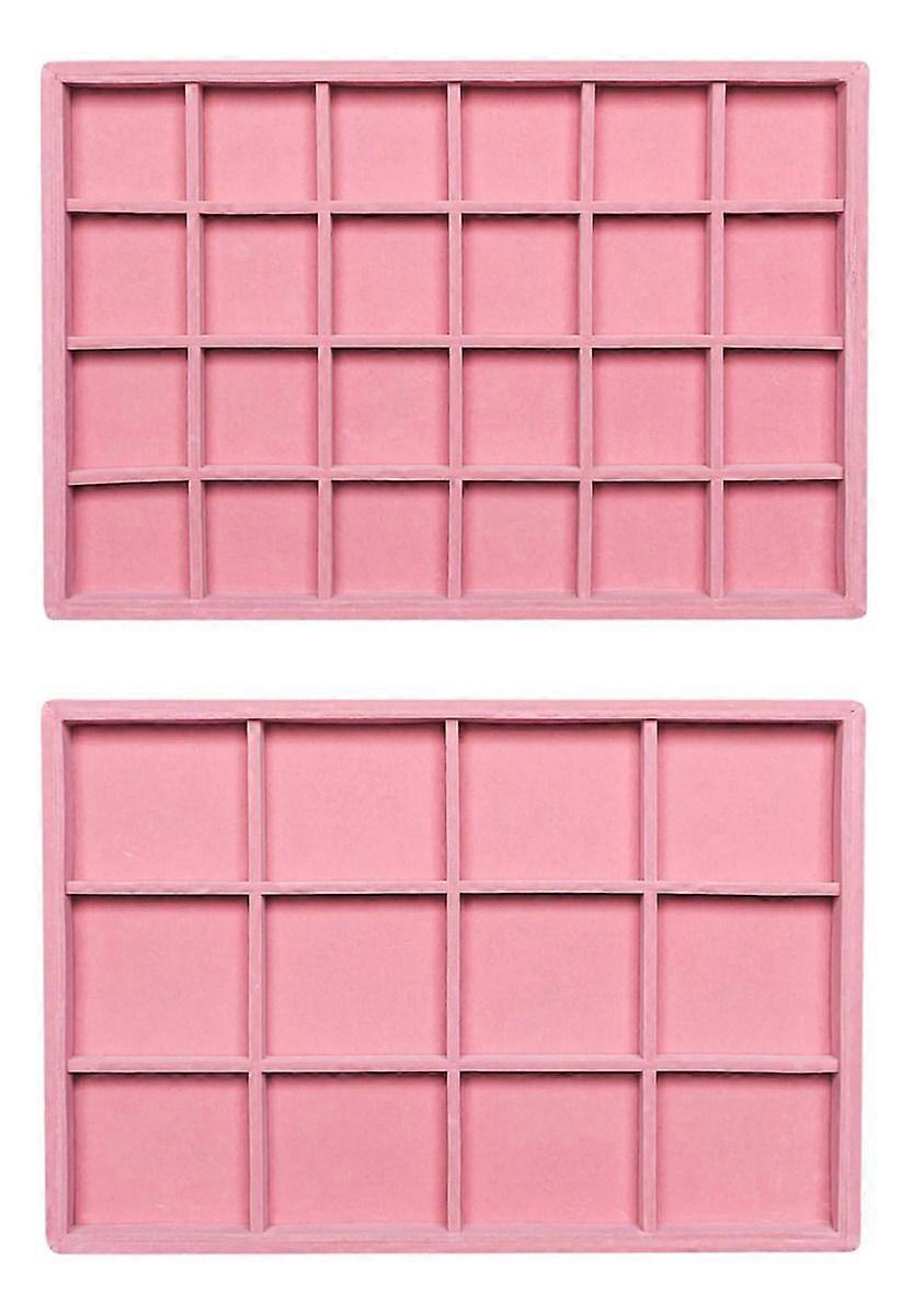2pcs Velvet Jewelry Organizer Trays Stackable Drawer Set